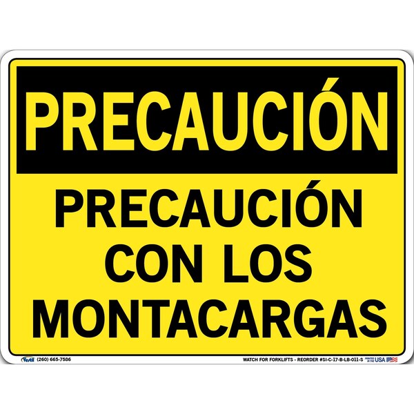 Vinyl Label Sign, 9-1/2" Height, 12-1/2" Width, Vinyl Label, Rectangle, Spanish